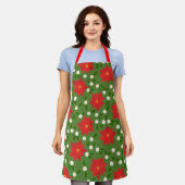Frohe Weihnachten Poinsettias & Polka Dots Muster Schürze (Getragen)