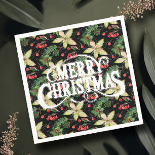 Frohe Weihnachten Poinsettien Feiertag Serviette