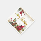 Frohe Weihnachten Pointsettias Papier Napkins Serviette (Ecke)