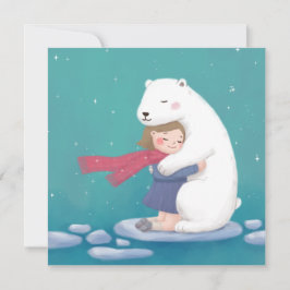 Frohe Weihnachten: Polar Bär & Child Illustration Feiertagskarte