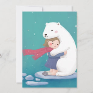 Frohe Weihnachten: Polar Bär & Child Illustration Feiertagskarte