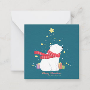 Frohe Weihnachten: Polar Bear Illustration Art Mitteilungskarte