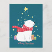 Frohe Weihnachten: Polar Bear Illustration Art Postkarte (Vorderseite)