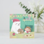 Frohe Weihnachten: Polarbär und Kind Einladung (Stehend Vorderseite)