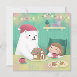 Frohe Weihnachten: Polarbär und Kind Feiertagskarte