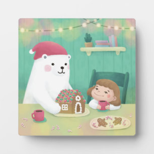 Frohe Weihnachten: Polarbär und Kind Fotoplatte