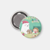 Frohe Weihnachten: Polarbär und Kind Magnet (Vorderseite/Rückseite)