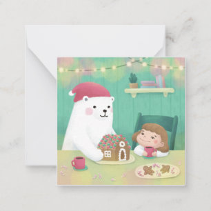 Frohe Weihnachten: Polarbär und Kind Mitteilungskarte