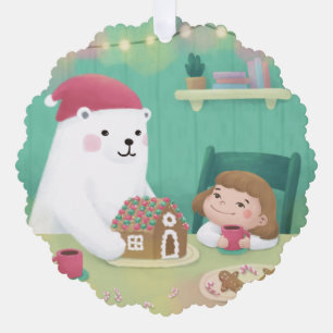 Frohe Weihnachten: Polarbär und Kind Ornament Karte