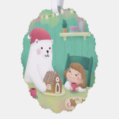 Frohe Weihnachten: Polarbär und Kind Ornament Karte (Links)