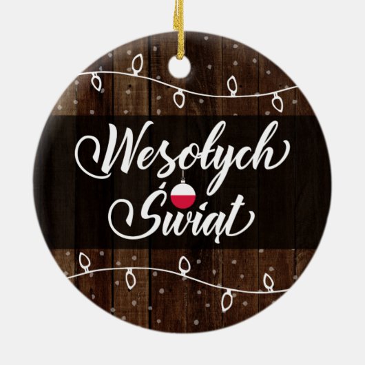Frohe Weihnachten Polens, Wesołych Świąt rustikal Keramik Ornament (Hinten)