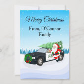 Frohe Weihnachten Polizeiauto mit Weihnachtsmann (Vorderseite)