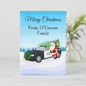 Frohe Weihnachten Polizeiauto mit Weihnachtsmann (Stehend Vorderseite)