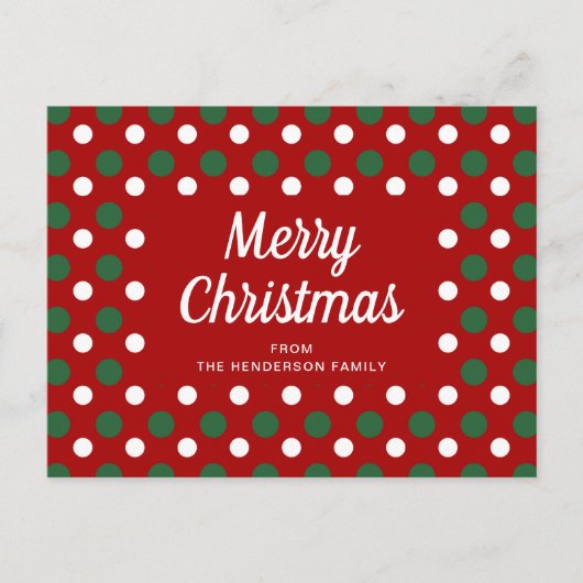 Frohe Weihnachten Polka Dots Red Postkarte (Vorderseite)