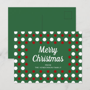 Frohe Weihnachten Polka Punkte Grün  Postkarte
