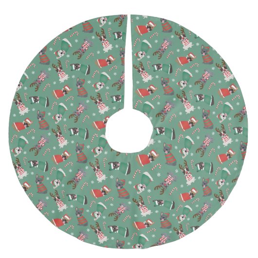 Frohe Weihnachten Polyester Weihnachtsbaumdecke (Vorderseite)