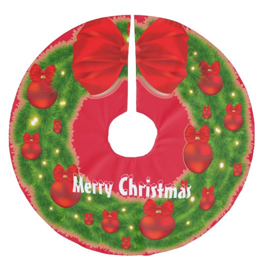 Frohe Weihnachten Polyester Weihnachtsbaumdecke (Vorderseite)