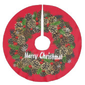 Frohe Weihnachten Polyester Weihnachtsbaumdecke (Vorderseite)