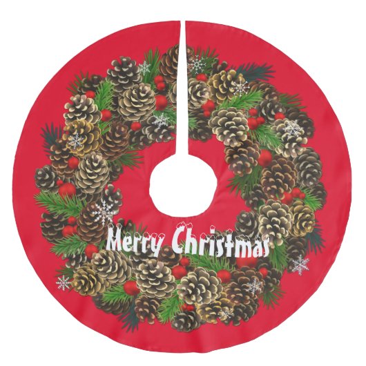 Frohe Weihnachten Polyester Weihnachtsbaumdecke (Vorderseite)