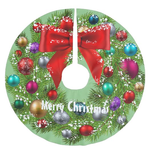 Frohe Weihnachten Polyester Weihnachtsbaumdecke (Vorderseite)