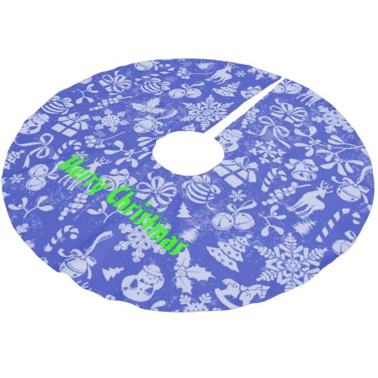 Frohe Weihnachten Polyester Weihnachtsbaumdecke (Schrägansicht)