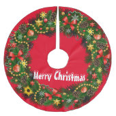 Frohe Weihnachten Polyester Weihnachtsbaumdecke (Vorderseite)