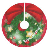 Frohe Weihnachten Polyester Weihnachtsbaumdecke (Vorderseite)