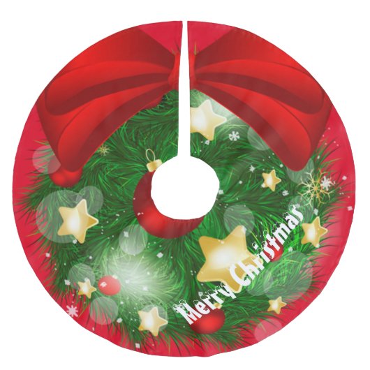 Frohe Weihnachten Polyester Weihnachtsbaumdecke (Vorderseite)