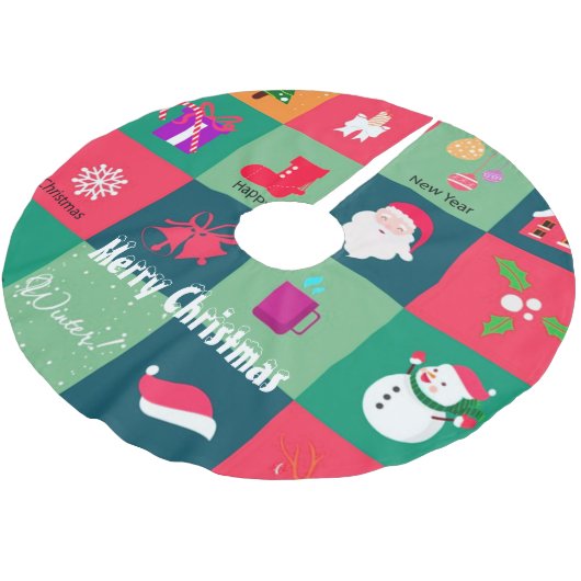 Frohe Weihnachten Polyester Weihnachtsbaumdecke (Schrägansicht)