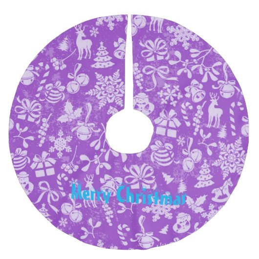 Frohe Weihnachten Polyester Weihnachtsbaumdecke (Vorderseite)