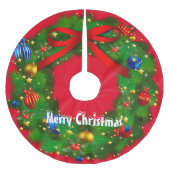 Frohe Weihnachten Polyester Weihnachtsbaumdecke (Vorderseite)