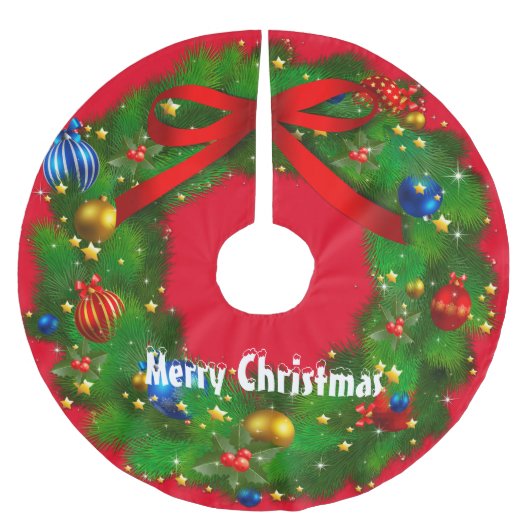 Frohe Weihnachten Polyester Weihnachtsbaumdecke (Vorderseite)