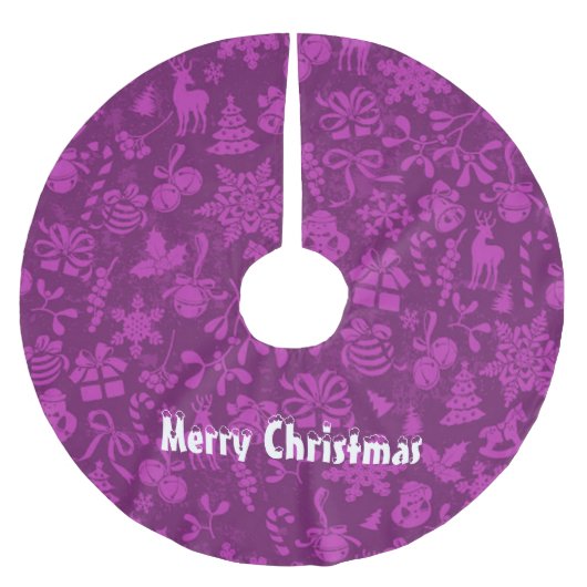 Frohe Weihnachten Polyester Weihnachtsbaumdecke (Vorderseite)