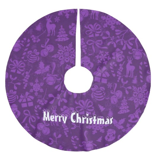 Frohe Weihnachten Polyester Weihnachtsbaumdecke (Vorderseite)