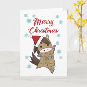 Frohe Weihnachten Ponny Pferde Schnee Winterpferde Karte (Gelbe Blume)