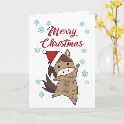 Frohe Weihnachten Ponny Pferde Schnee Winterpferde Karte (Gelbe Blume)