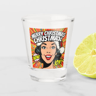 Frohe Weihnachten Pop-Art-Shotglas Schnapsglas