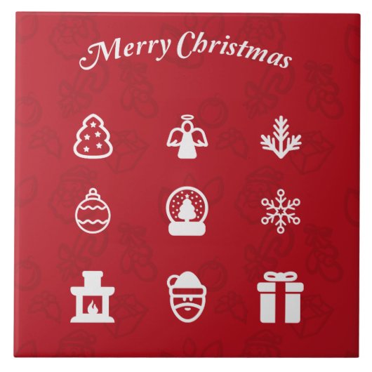 Frohe Weihnachten Popular Icons Set Fliese (Vorderseite)
