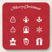 Frohe Weihnachten Popular Icons Set Getränkeuntersetzer (Vorderseite)