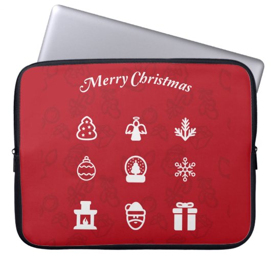 Frohe Weihnachten Popular Icons Set Laptopschutzhülle (Vorderseite)