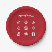Frohe Weihnachten Popular Icons Set Pappteller (Vorderseite)