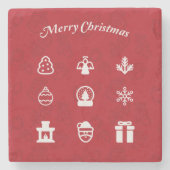 Frohe Weihnachten Popular Icons Set Steinuntersetzer (Vorderseite)