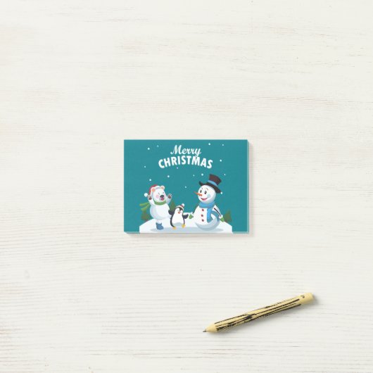 Frohe Weihnachten Post-it Klebezettel (Auf Schreibtisch)