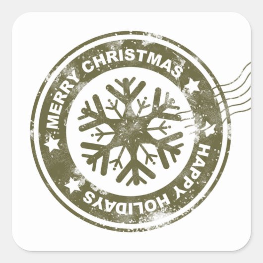 Frohe Weihnachten Postmark Siegel Quadratischer Aufkleber (Vorderseite)