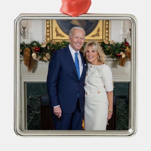 Frohe Weihnachten, Präsident Joe Biden & 1. Lady Ornament Aus Metall (Vorne)