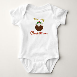 Frohe Weihnachten+Pudding Design Baby Strampler