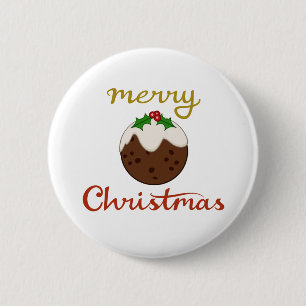 Frohe Weihnachten+Pudding Design Button