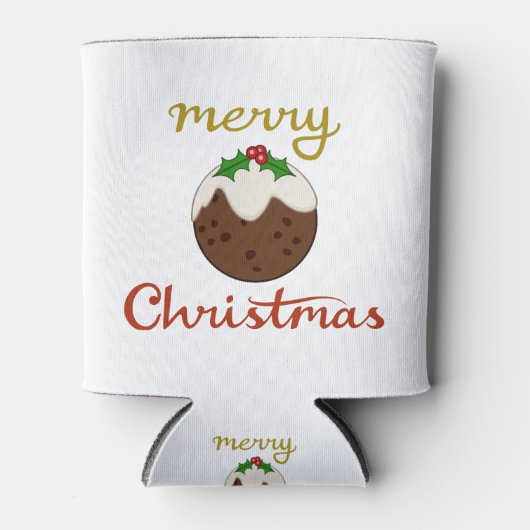 Frohe Weihnachten+Pudding Design Dosenkühler (Vorderseite)