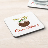 Frohe Weihnachten+Pudding Design Getränkeuntersetzer (Linke Seite)
