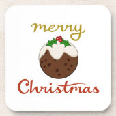 Frohe Weihnachten+Pudding Design Getränkeuntersetzer (Vorderseite)